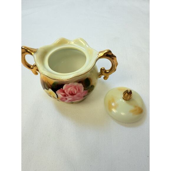 Vintage Enesco Floral With Gold Trim Cream And Sugar Set - Picture 5 of 9
